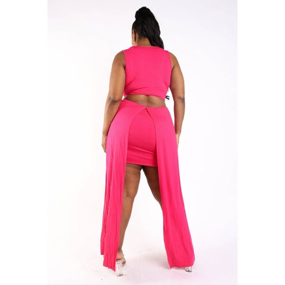 Women's Sexy Cut-Out Detailed Front Twist Sleeveless Maxi Dress Curvy Plus Size - Picture 4 of 10